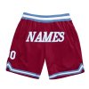 Men's Custom Maroon White-Light Blue Authentic Throwback Basketball Shorts